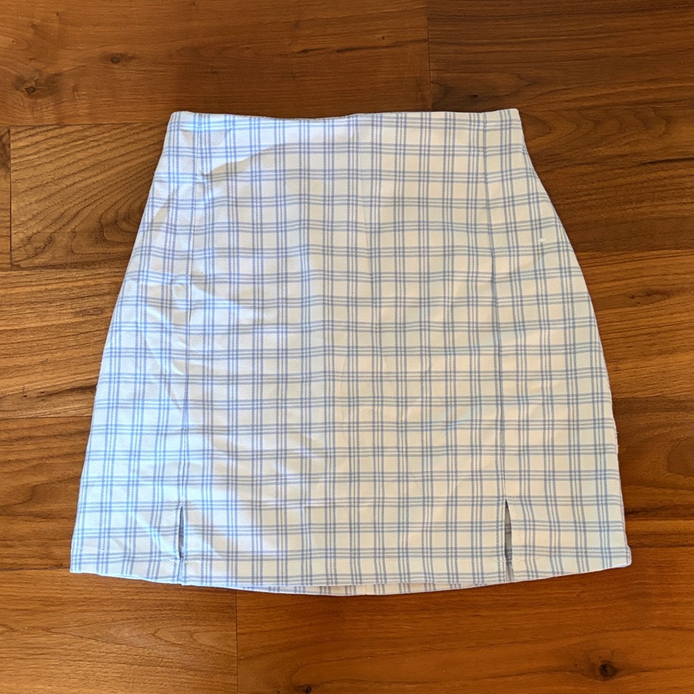 Brandy Melville Light Blue Plaid Mini Skirt